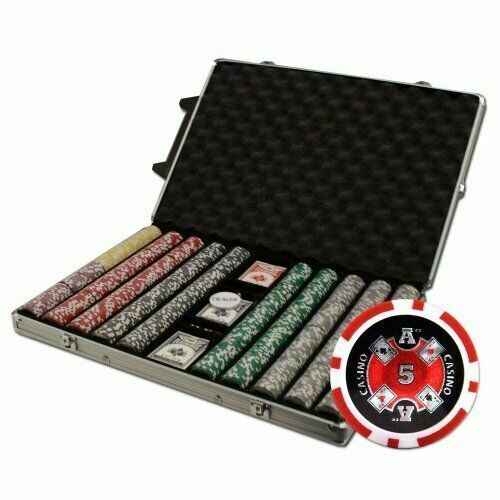 1000 Ace Casino Poker Chip Set with Rolling Aluminum Case