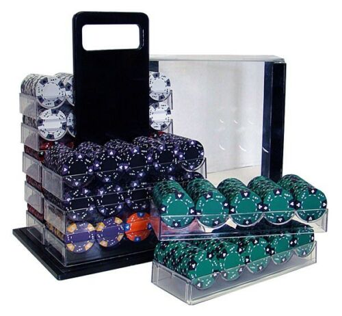 1000 Ace King Suited Poker Chip Set with Acrylic Case