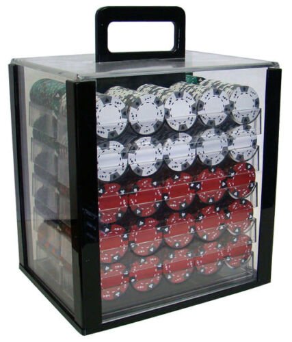 1000 Ace King Suited Poker Chip Set with Acrylic Case