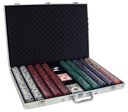 1000 Ace King Suited Poker Chip Set with Aluminum Case