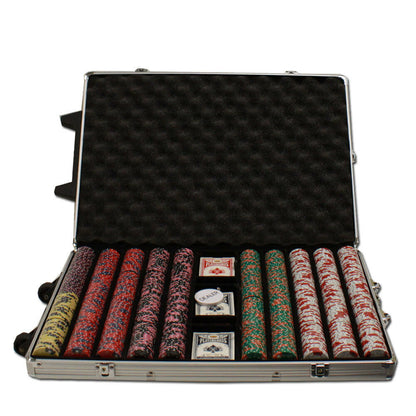 1000 Crown & Dice Poker Chip Set with Rolling Aluminum Case