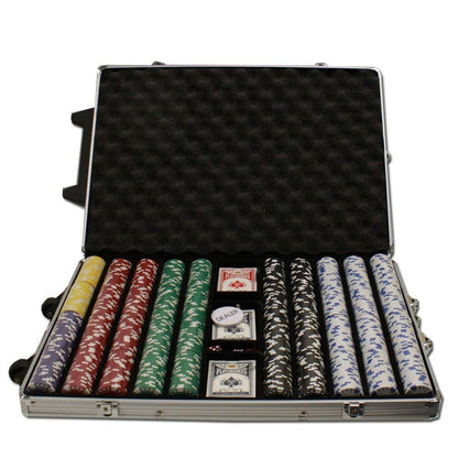 1000 Diamond Suited Poker Chip Set with Rolling Aluminum Case