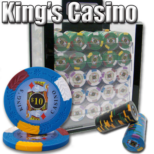 1000 Kings Casino Poker Chip Set with Acrylic Case