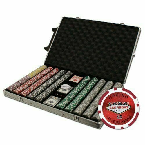 1000 Las Vegas Poker Chip Set with Rolling Aluminum Case