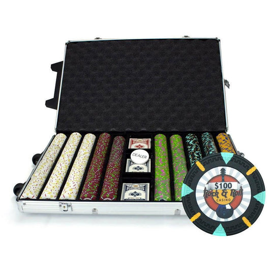 1000 Rock & Roll Poker Chip Set with Rolling Aluminum Case