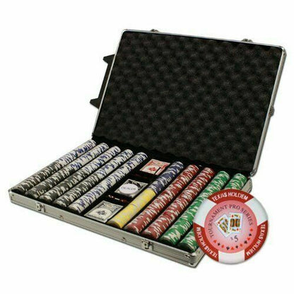 1000 Tournament Pro Poker Chip Set with Rolling Aluminum Case