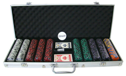 500 Ace King Suited Poker Chip Set with Aluminum Case