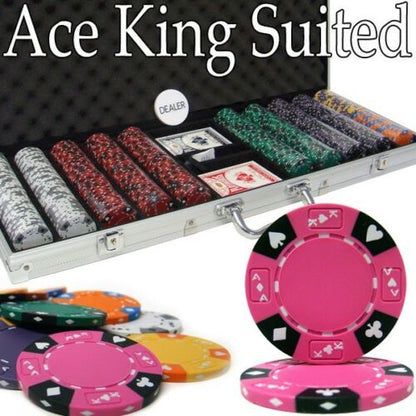 500 Ace King Suited Poker Chip Set with Aluminum Case