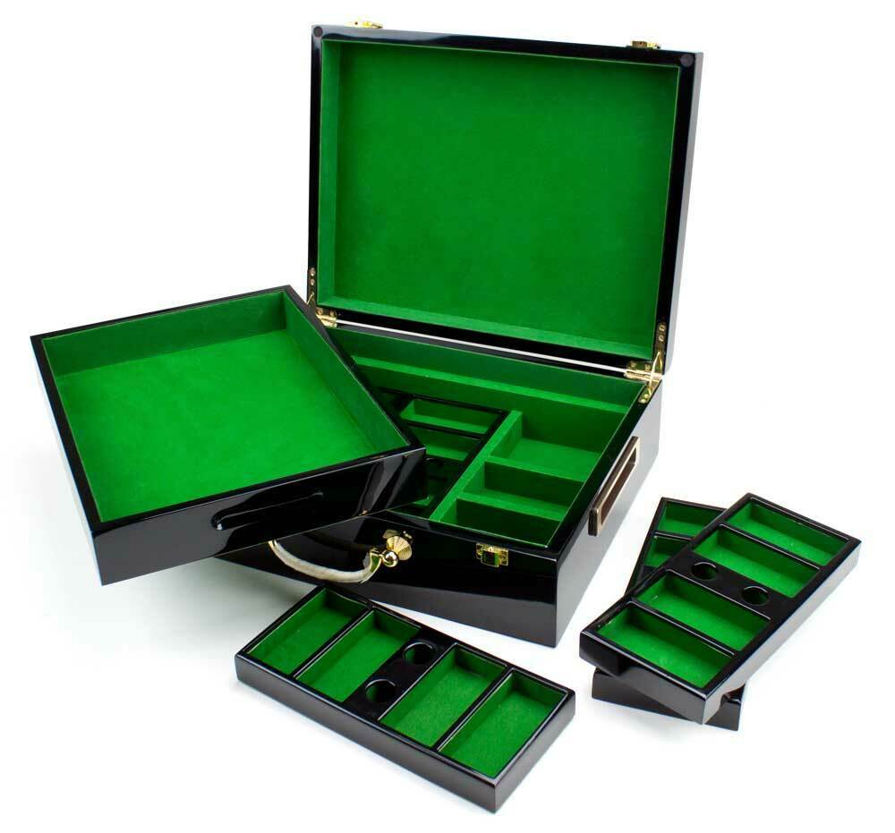 500 Count Hi-Gloss Wooden Poker Chip Case