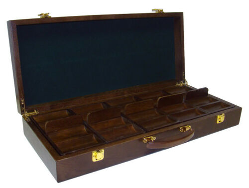 500 Count Walnut Wooden Poker Chip Case