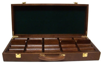 500 Count Walnut Wooden Poker Chip Case