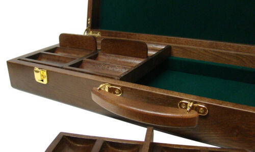 500 Count Walnut Wooden Poker Chip Case