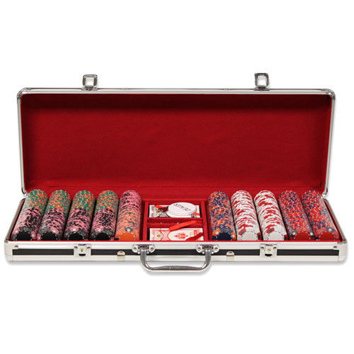 500 Crown & Dice Poker Chip Set with Black Aluminum Case