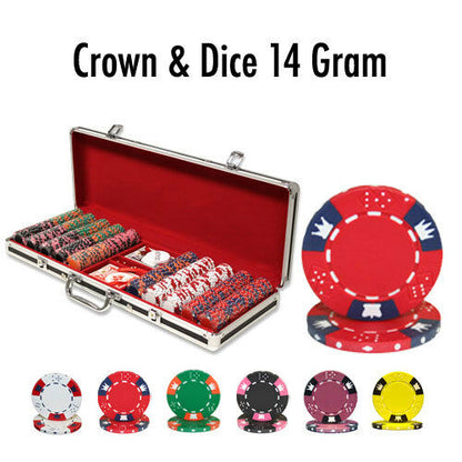 500 Crown & Dice Poker Chip Set with Black Aluminum Case