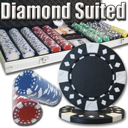 500 Diamond Suited Poker Chip Set with Aluminum Case