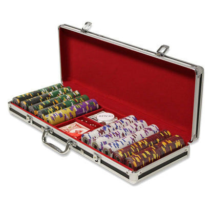 500 Kings Casino Poker Chip Set with Black Aluminum Case