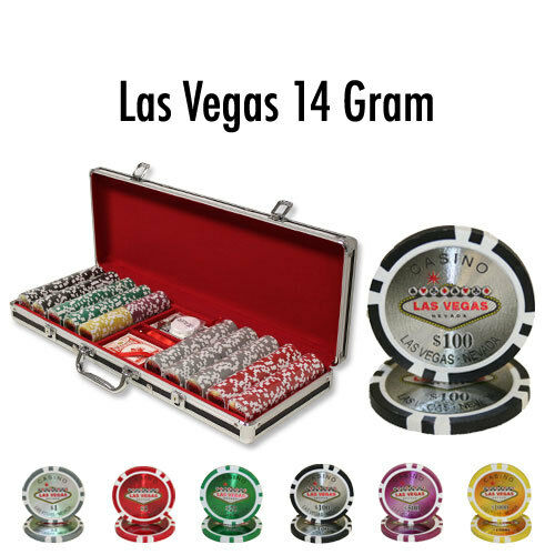 500 Las Vegas Poker Chip Set with Black Aluminum Case