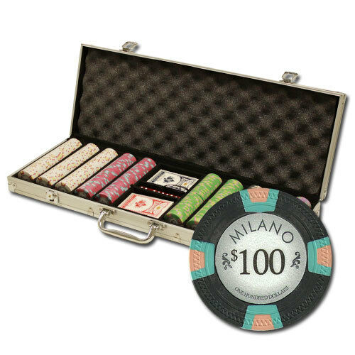 500 Milano Clay Poker Chip Set with Aluminum Case