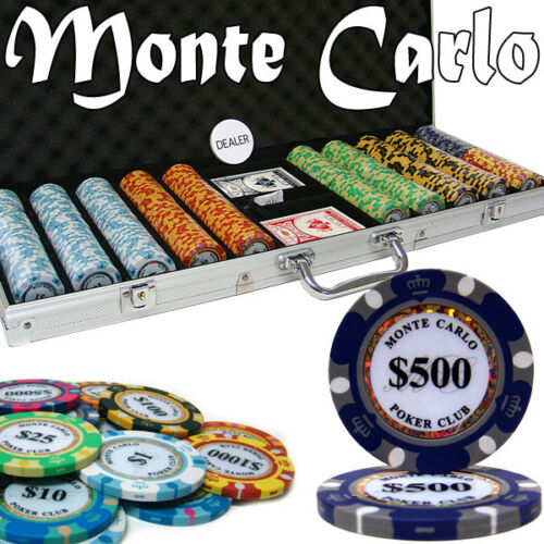 500 Monte Carlo Poker Chip Set with Aluminum Case