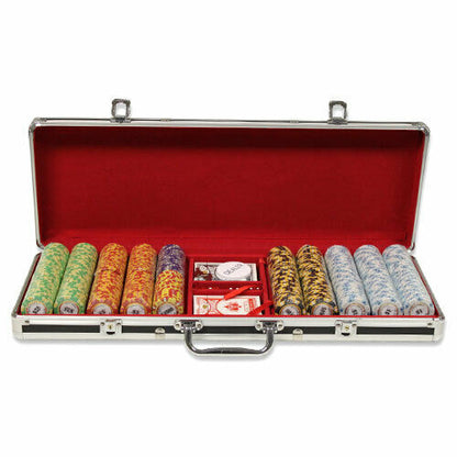 500 Monte Carlo Poker Chip Set with Black Aluminum Case