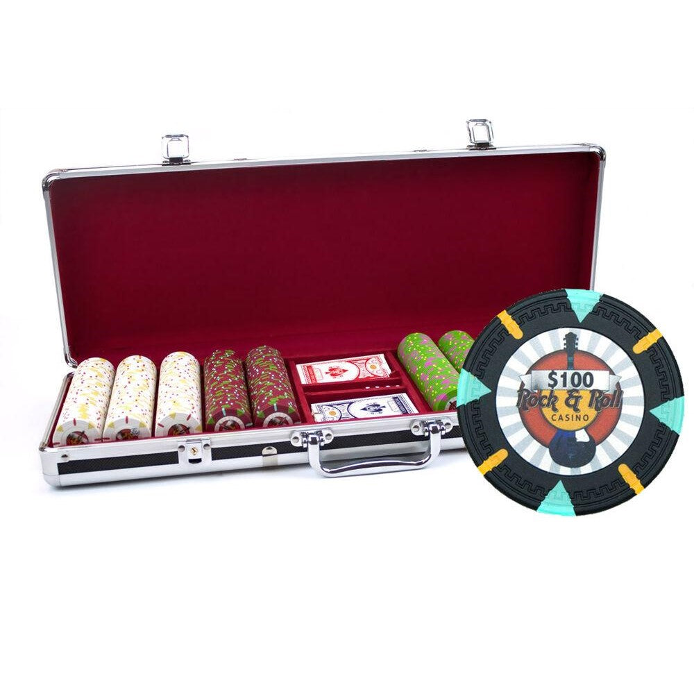 500 Rock & Roll Poker Chip Set with Black Aluminum Case