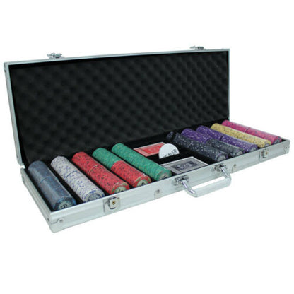 500 Scroll Ceramic Poker Chip Set with Aluminum Case