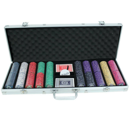 500 Scroll Ceramic Poker Chip Set with Aluminum Case