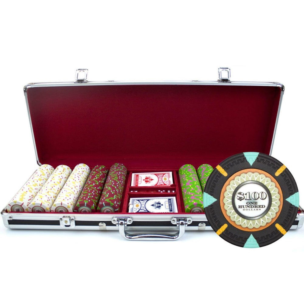 500 The Mint Poker Chip Set with Black Aluminum Case