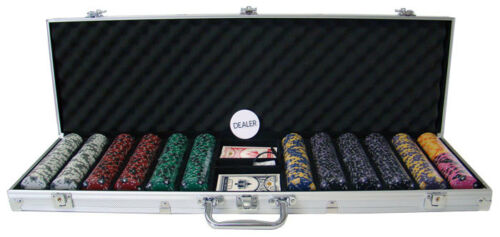 600 Ace King Suited Poker Chip Set with Aluminum Case