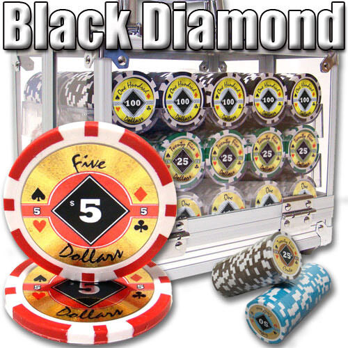 600 Black Diamond Poker Chip Set with Acrylic Case