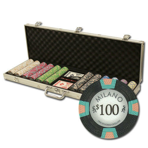 600 Milano Clay Poker Chip Set with Aluminum Case