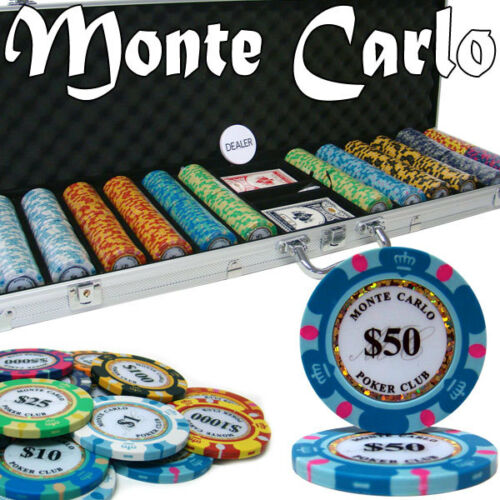 600 Monte Carlo Poker Chip Set with Aluminum Case