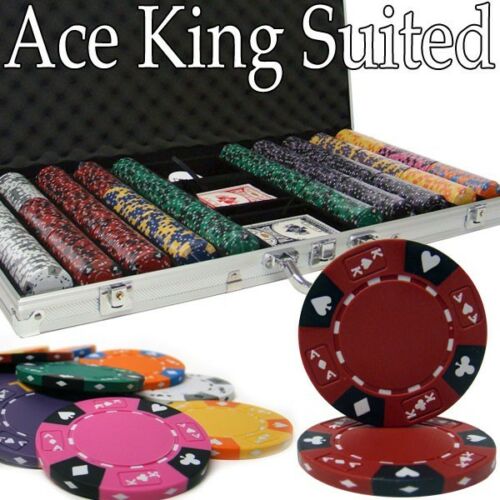 750 Ace King Suited Poker Chip Set with Aluminum Case