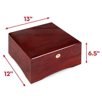 750 Count Glossy Wooden Mahogany Poker Chip Case