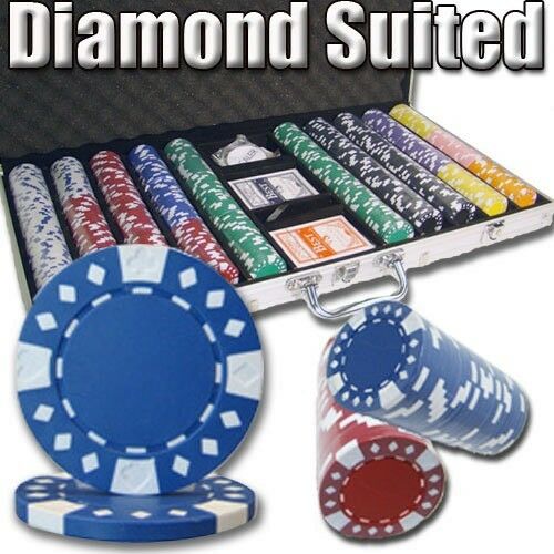 750 Diamond Suited Poker Chip Set with Aluminum Case