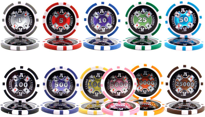 600 Ace Casino Poker Chip Set with Aluminum Case