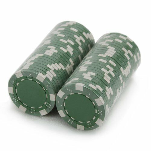 (25) Green Striped Dice Poker Chips