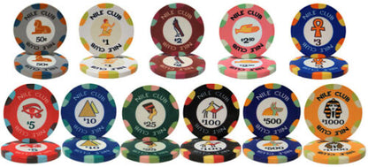 500 Nile Club Ceramic Poker Chip Set with Aluminum Case