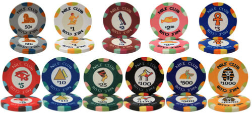 1000 Nile Club Ceramic Poker Chip Set with Rolling Aluminum Case