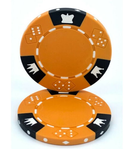 (25) Orange Crown & Dice Poker Chips