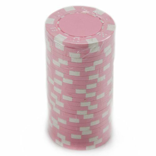 (25) Pink Striped Dice Poker Chips