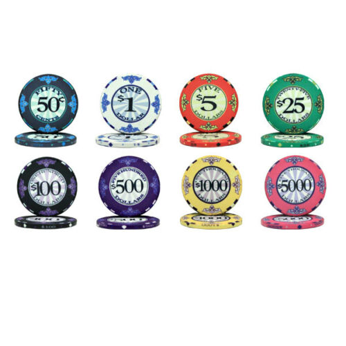 500 Scroll Ceramic Poker Chip Set with Aluminum Case